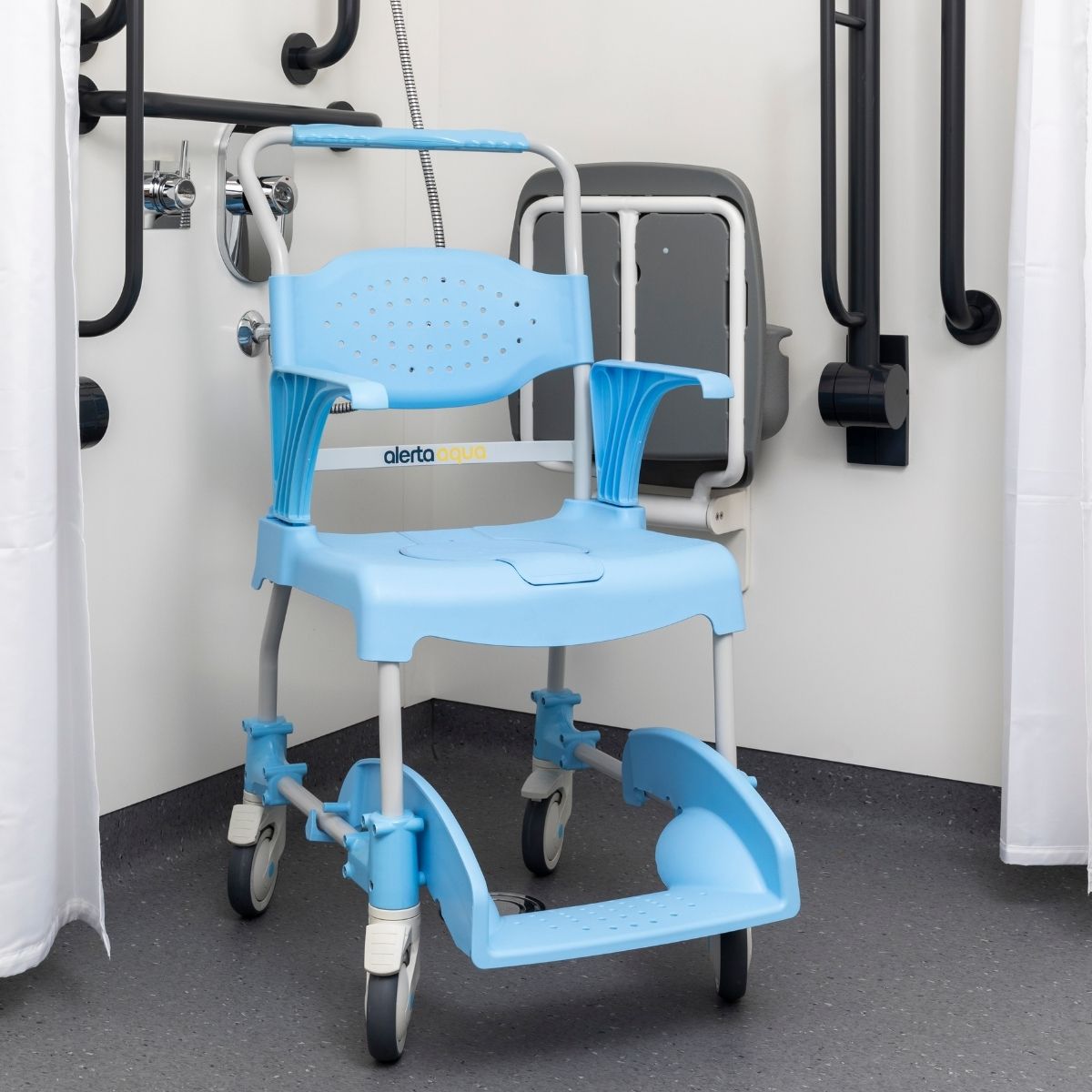 shower chair in shower room